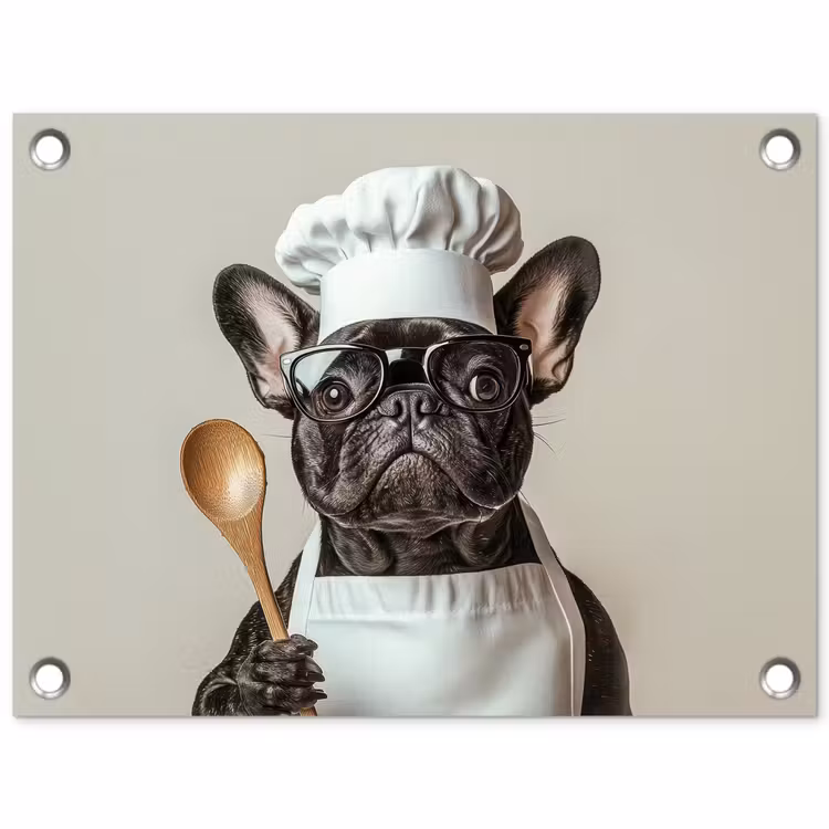 Bril - Hond - Kok tuinposter los doek klein -3d