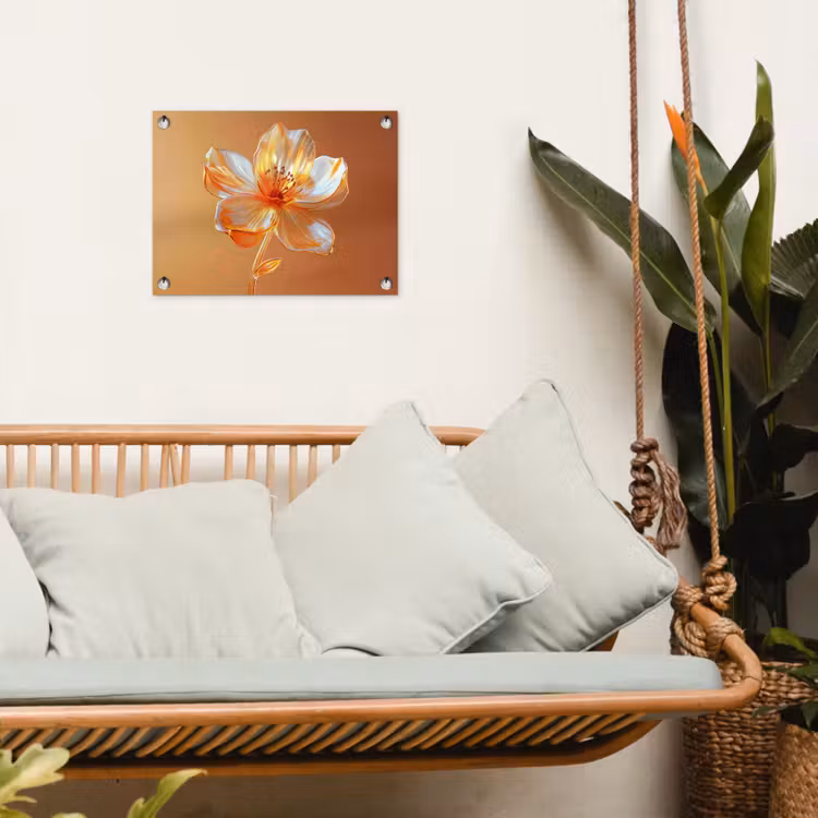 Glazen - Bloem - Oranje tuinposter los doek klein -sfeer7