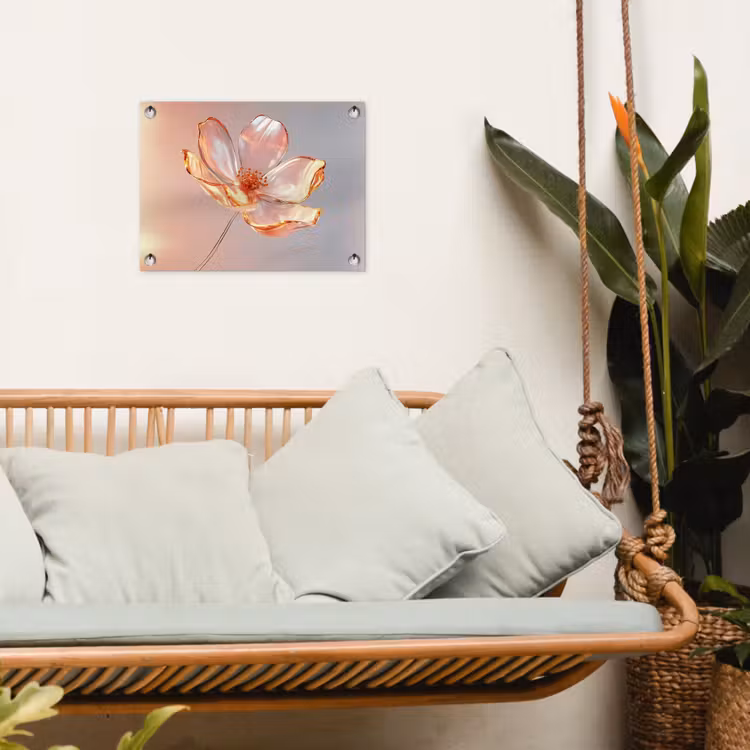 Glazen - Bloem - Roze tuinposter los doek klein -sfeer7