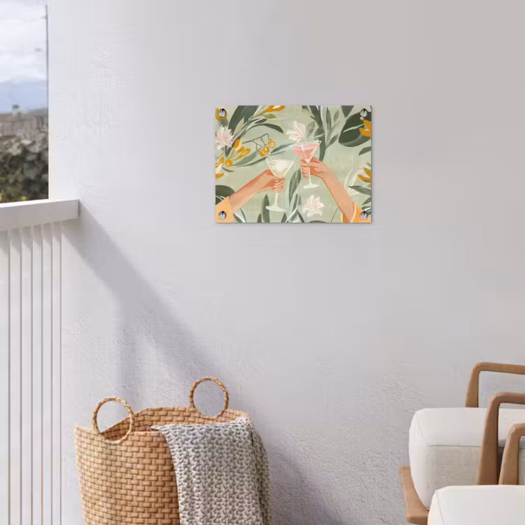 Glazen - Proosten - Bladeren - Groen tuinposter los doek klein -sfeer8