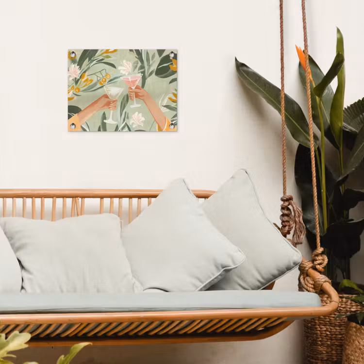 Glazen - Proosten - Bladeren - Groen tuinposter los doek klein -sfeer7
