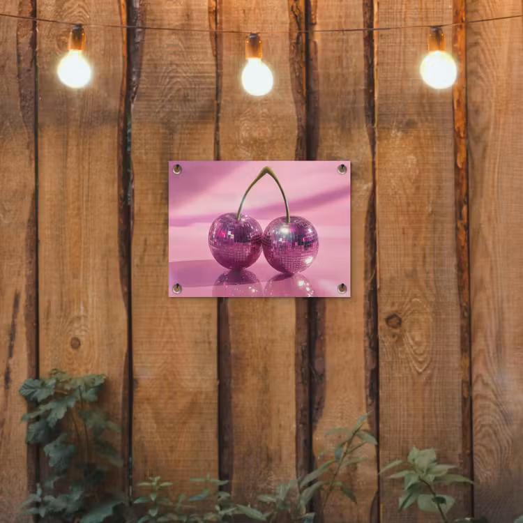 Glitter - Discobol - Roze - Kersen tuinposter los doek klein -sfeer1