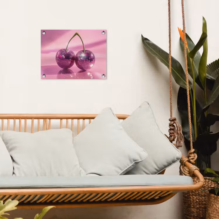 Glitter - Discobol - Roze - Kersen tuinposter los doek klein -sfeer7