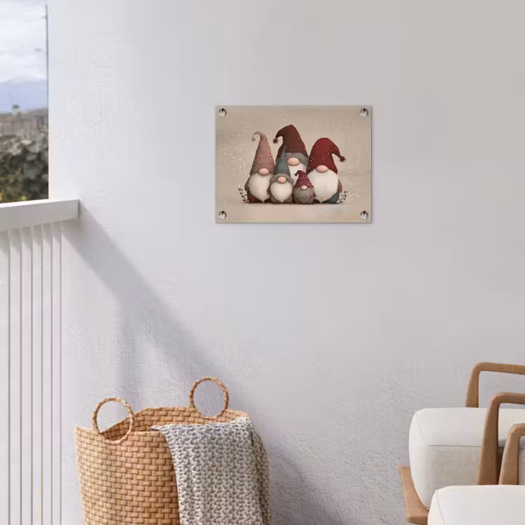 Kabouters - Kerst - Sneeuw - Puntmutsen tuinposter los doek klein -sfeer8