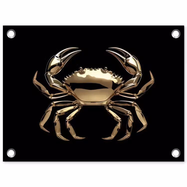 Goud - Krab - Dieren - Zwart tuinposter los doek klein -3d