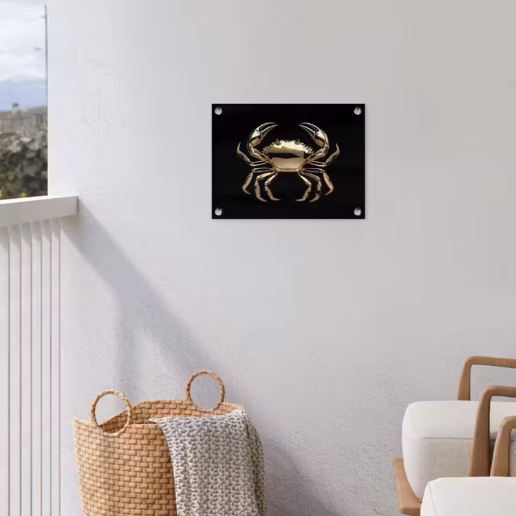 Goud - Krab - Dieren - Zwart tuinposter los doek klein -sfeer8