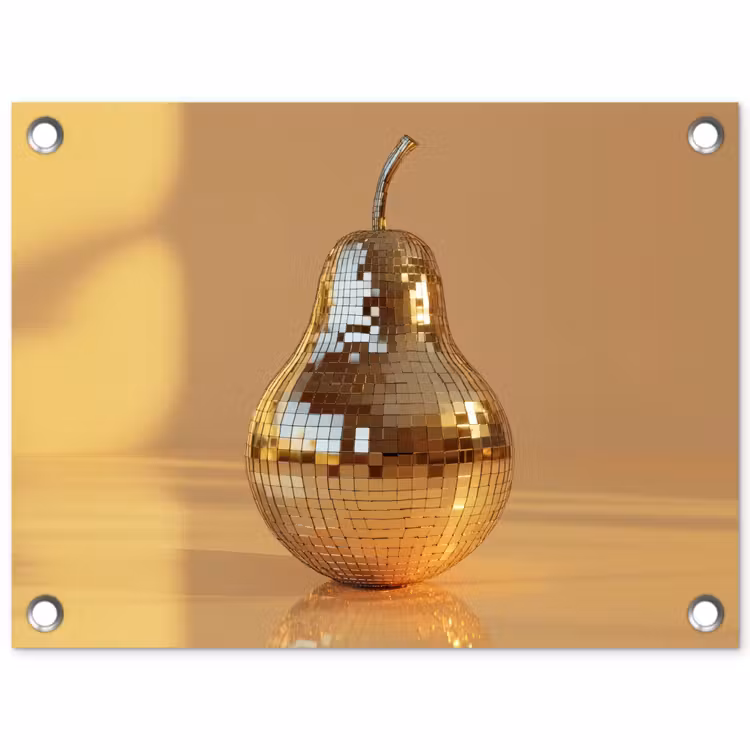 Goud - Disco - Glitter - Peer tuinposter los doek klein -3d