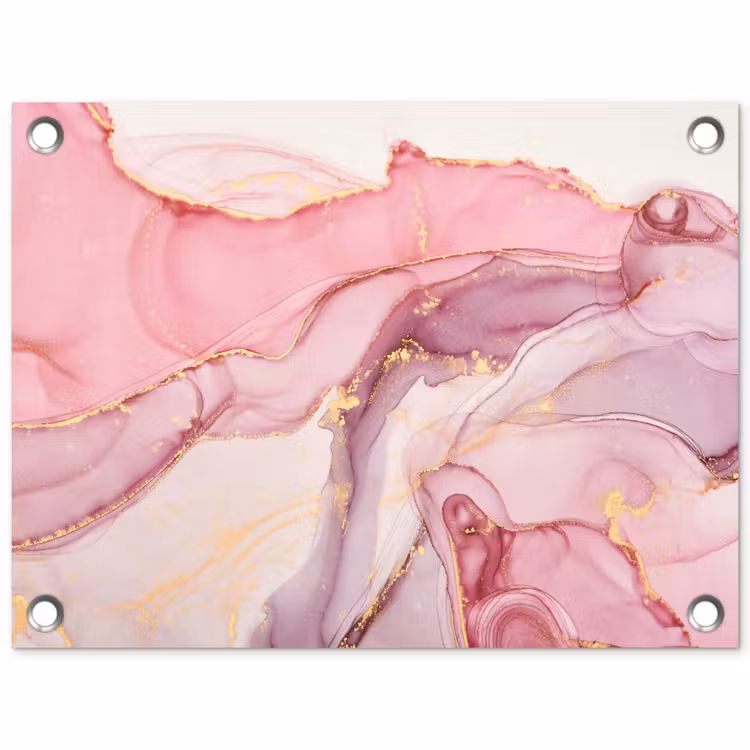 Goud - Marmer - Roze tuinposter los doek klein -3d