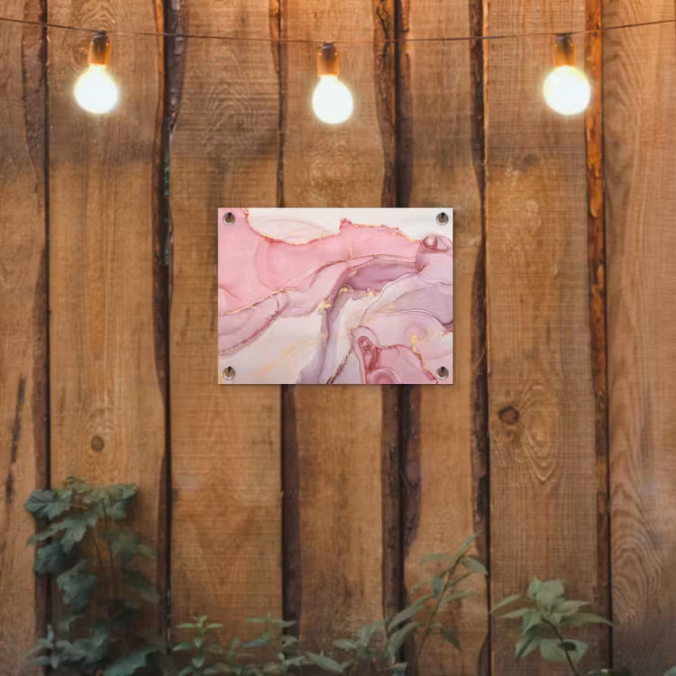 Goud - Marmer - Roze tuinposter los doek klein -sfeer1