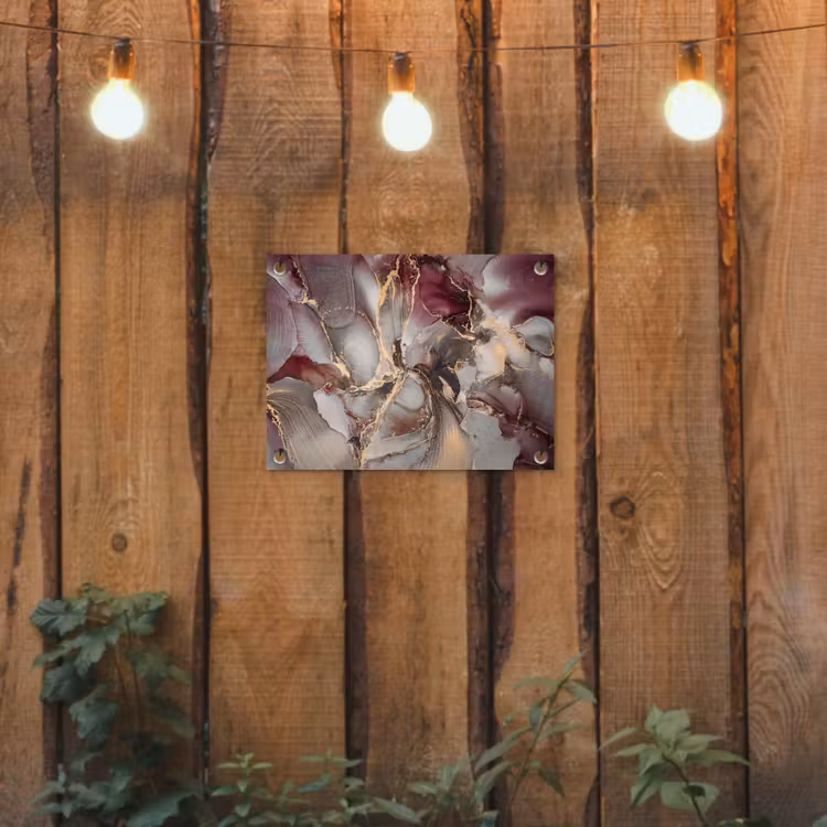 Goud - Marmer - Paars tuinposter los doek klein -sfeer1