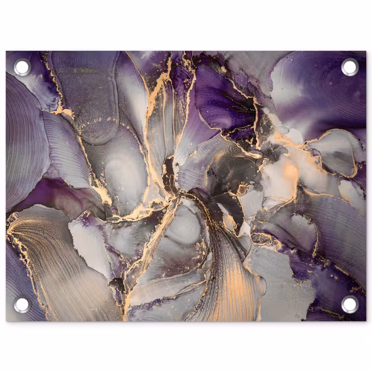 Goud - Paars - Marmer tuinposter los doek klein -3d