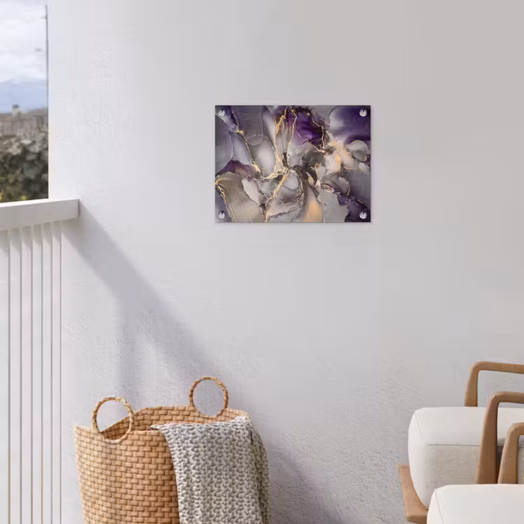 Goud - Paars - Marmer tuinposter los doek klein -sfeer8