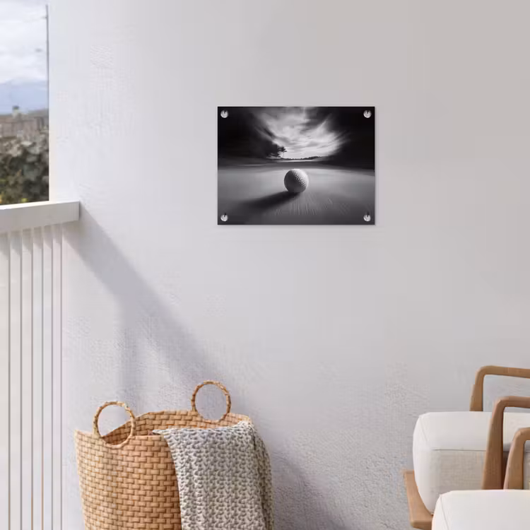 Golfbal - Wazig - Zwart tuinposter los doek klein -sfeer8