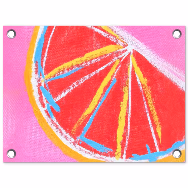 Grapefruit - Geschilderd - Roze - Strepen tuinposter los doek klein -3d