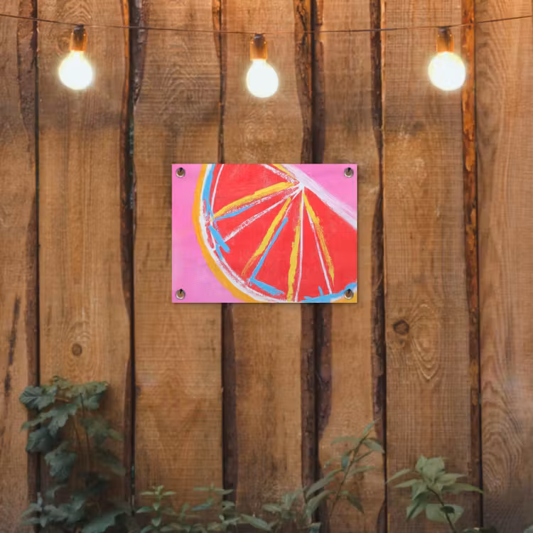 Grapefruit - Geschilderd - Roze - Strepen tuinposter los doek klein -sfeer1