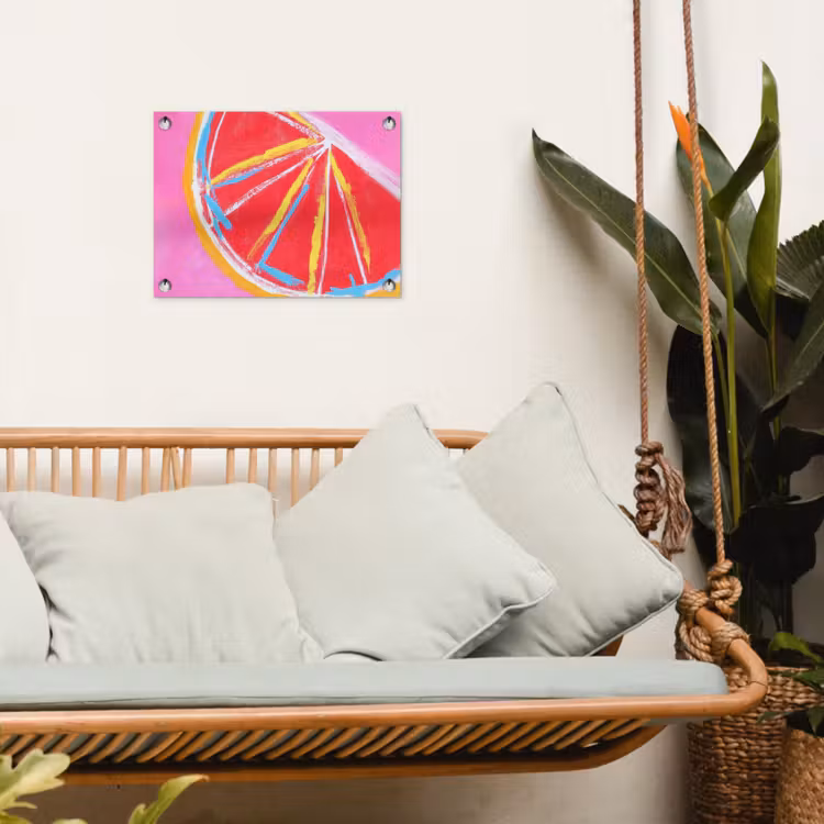 Grapefruit - Geschilderd - Roze - Strepen tuinposter los doek klein -sfeer7