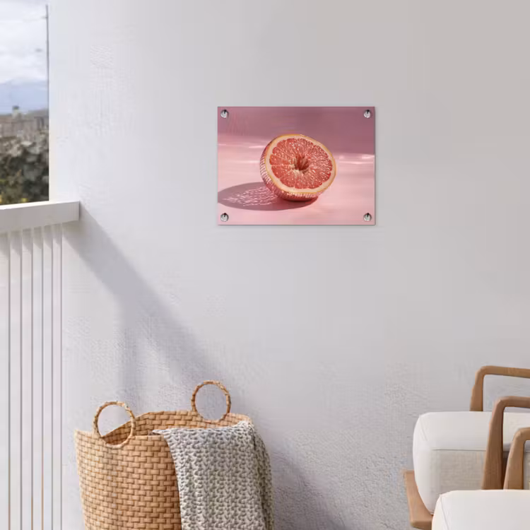 Grapefruit - Roze - Disco - Shiny tuinposter los doek klein -sfeer8