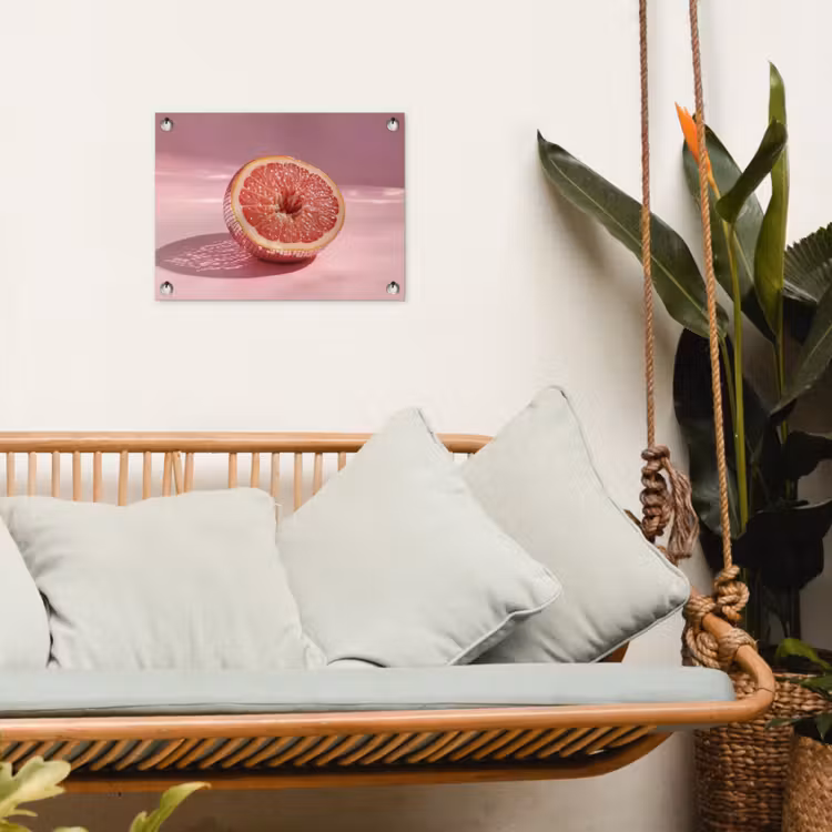 Grapefruit - Roze - Disco - Shiny tuinposter los doek klein -sfeer7