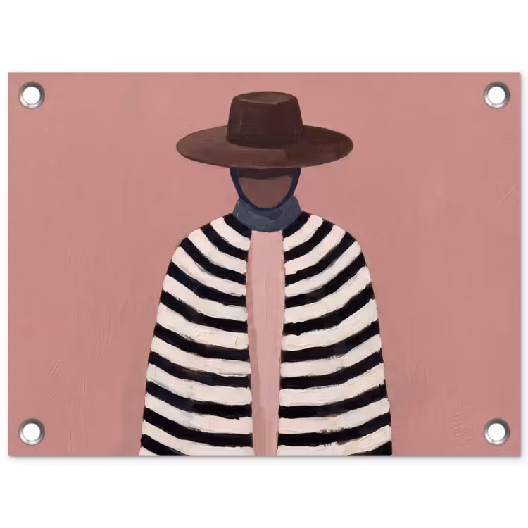 Grafisch - Vrouw - Roze tuinposter los doek klein -3d