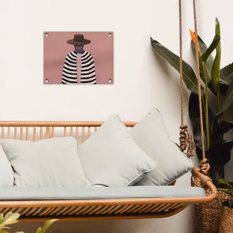 Grafisch - Vrouw - Roze tuinposter los doek klein -sfeer7