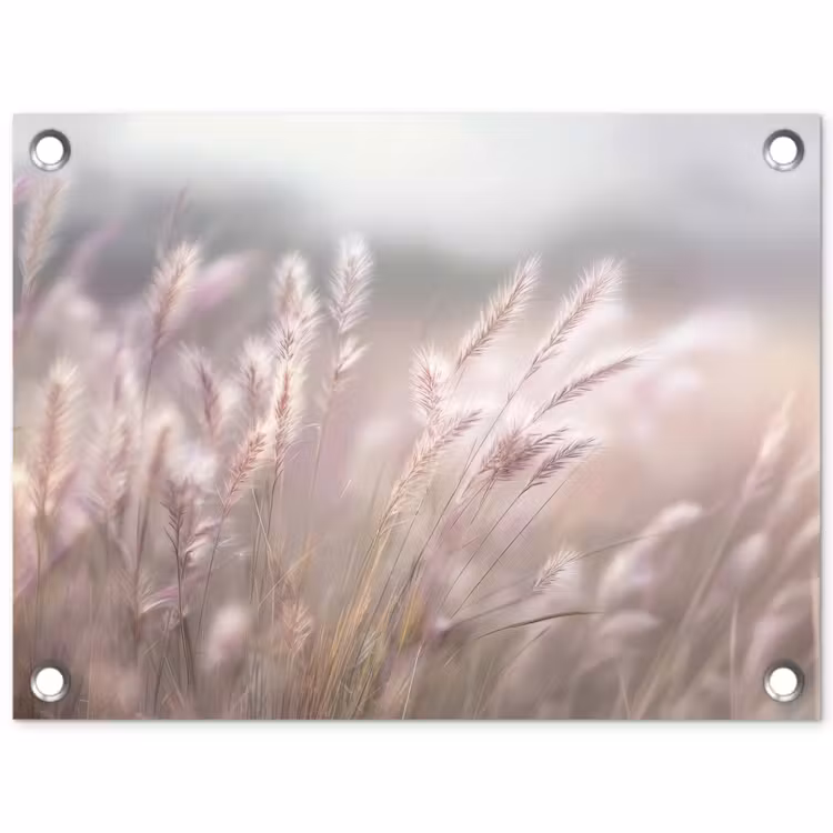 Graspluimen - Wind - Beige - Mistig tuinposter los doek klein -3d