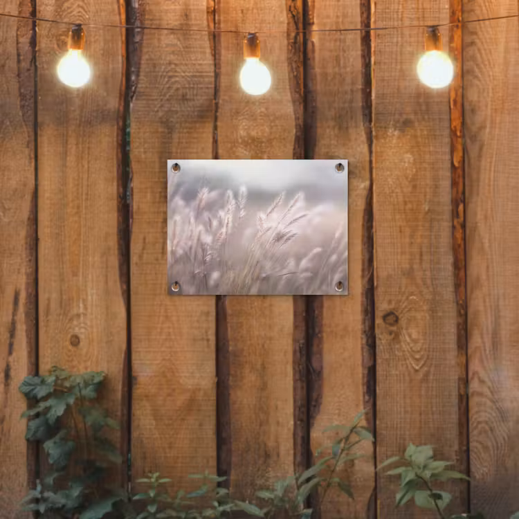 Graspluimen - Wind - Beige - Mistig tuinposter los doek klein -sfeer1