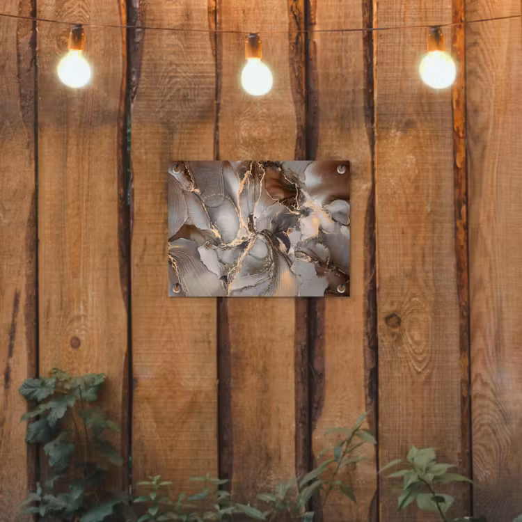 Grijs - Goud - Marmer - Marmerlook tuinposter los doek klein -sfeer1