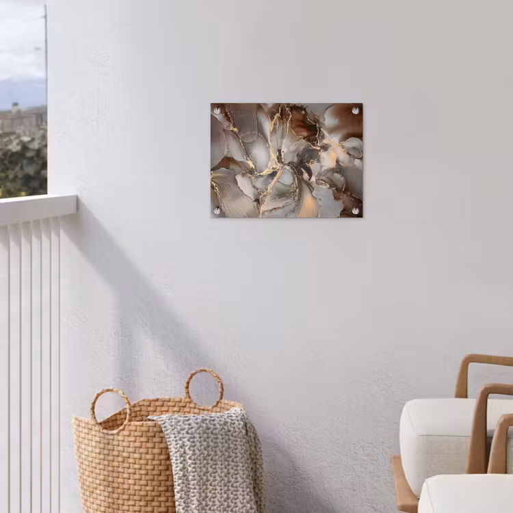 Grijs - Goud - Marmer - Marmerlook tuinposter los doek klein -sfeer8