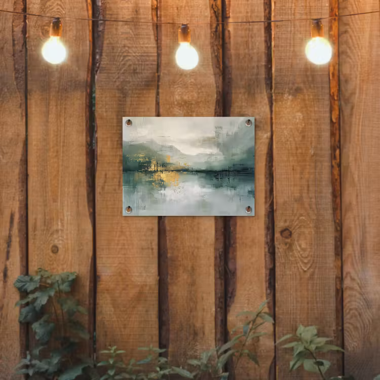 Groen - Modern - Abstract - Goud tuinposter los doek klein -sfeer1