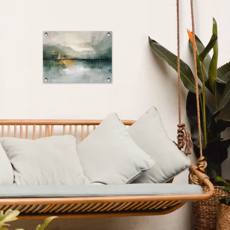 Groen - Modern - Abstract - Goud tuinposter los doek klein -sfeer7