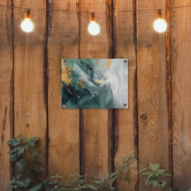 Groen - Modern - Marmer - Abstract tuinposter los doek klein -sfeer1