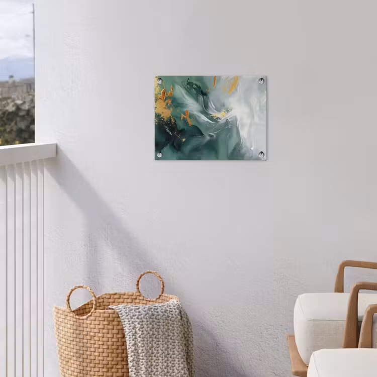 Groen - Modern - Marmer - Abstract tuinposter los doek klein -sfeer8