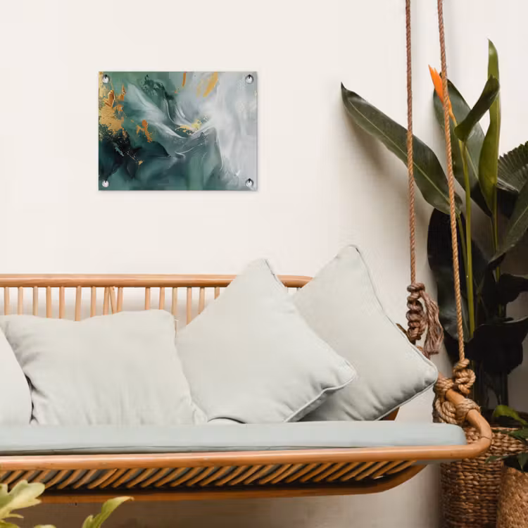 Groen - Modern - Marmer - Abstract tuinposter los doek klein -sfeer7