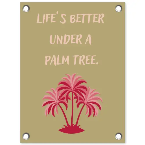 Groen - Zomer - Quote - Palmboom tuinposter los doek klein -3d