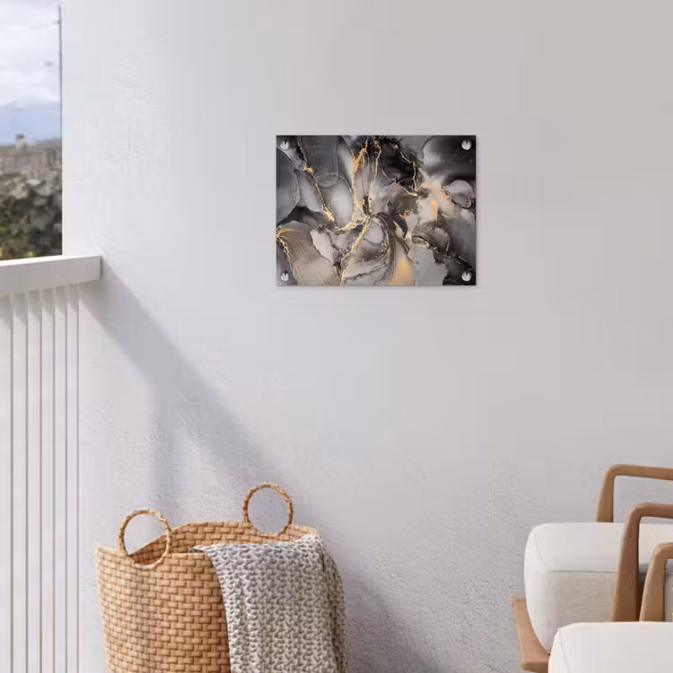 Grijs - Luxe - Goud - Marmer tuinposter los doek klein -sfeer8