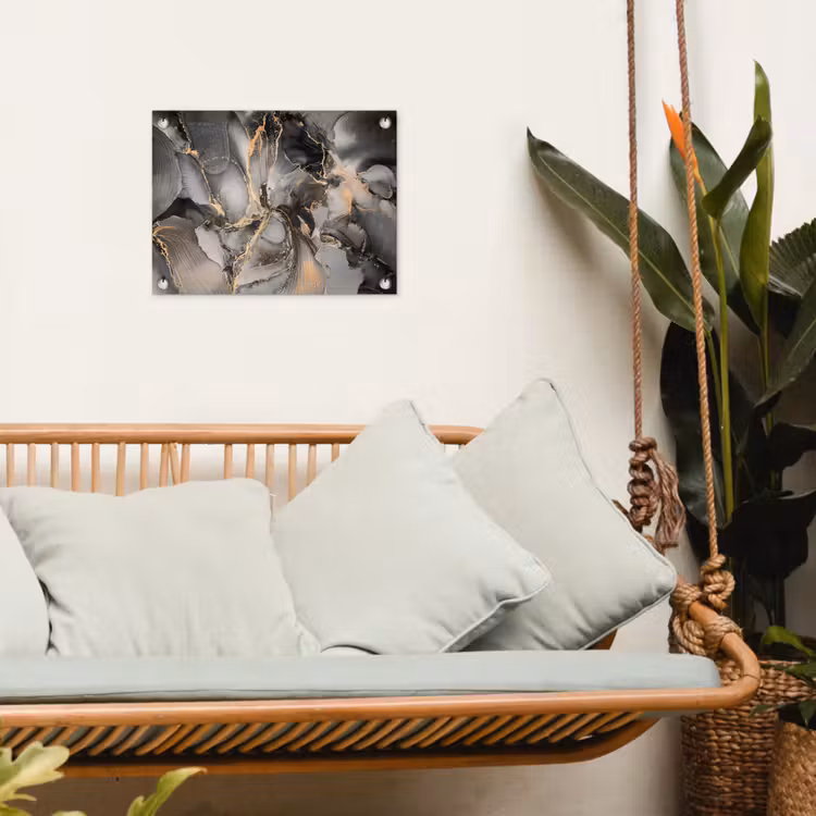 Grijs - Luxe - Goud - Marmer tuinposter los doek klein -sfeer7