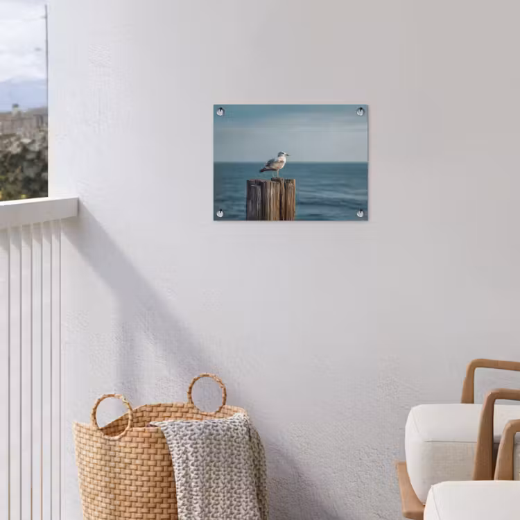 Meeuw - Paal - Zee tuinposter los doek klein -sfeer8