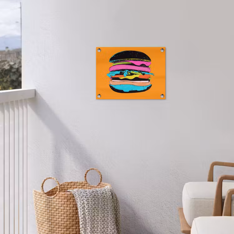 Hamburger - Kleurrijk - Speels tuinposter los doek klein -sfeer8