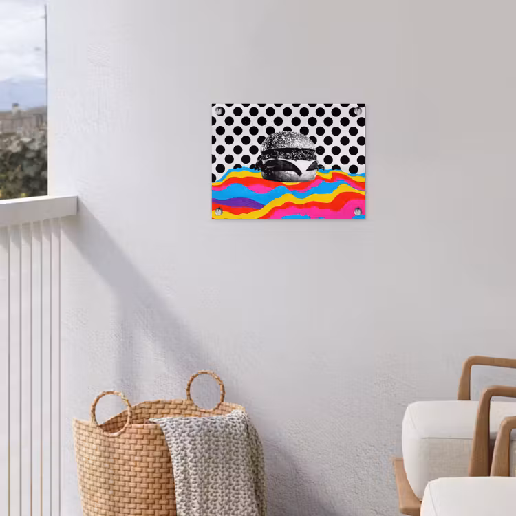 Hamburger - Stippen - Golven - Kleuren tuinposter los doek klein -sfeer8