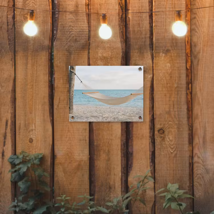 Hangmat - Strand - Wit tuinposter los doek klein -sfeer1