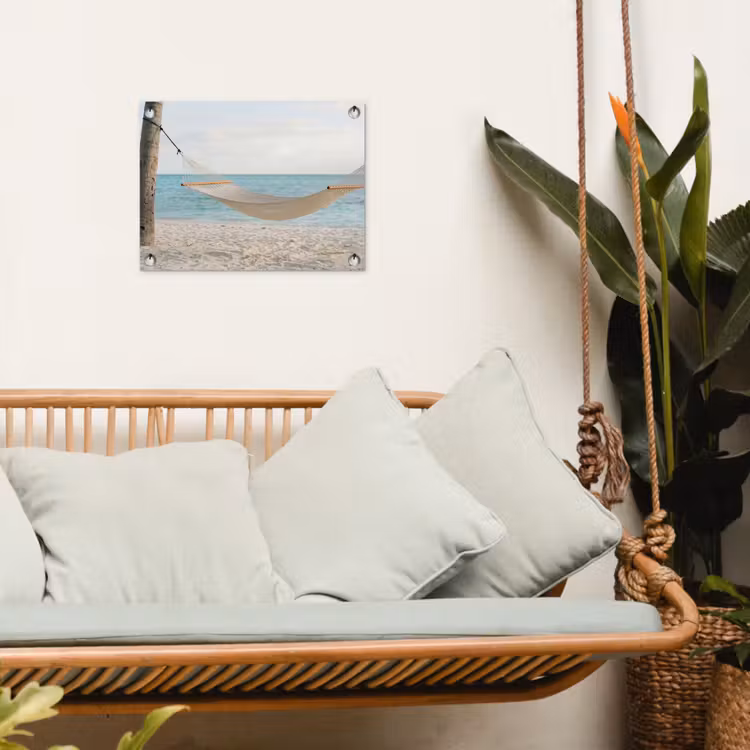 Hangmat - Strand - Wit tuinposter los doek klein -sfeer7