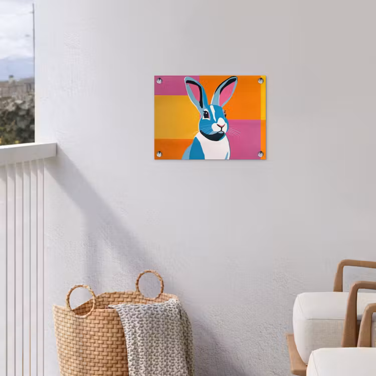 Haas - Kleurvakken - Oren - Roze tuinposter los doek klein -sfeer8