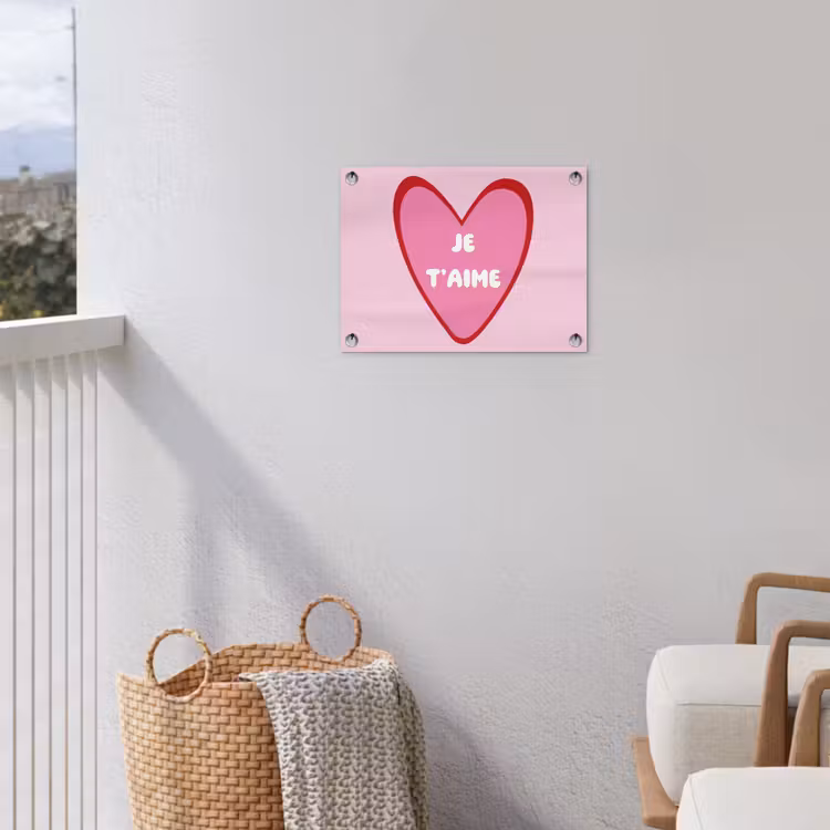 Hart - Frans - Valentijn - Roze tuinposter los doek klein -sfeer8