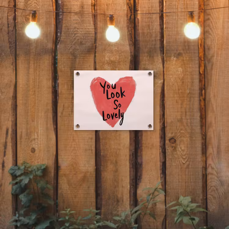 Hart - Rood - Valentijn tuinposter los doek klein -sfeer1