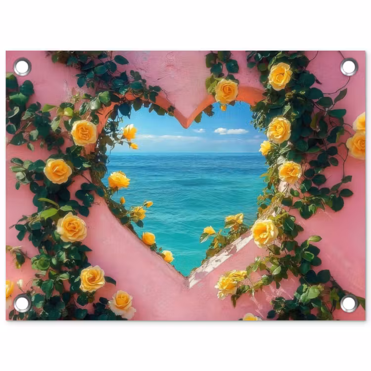Hart - Zee - Muur tuinposter los doek klein -3d