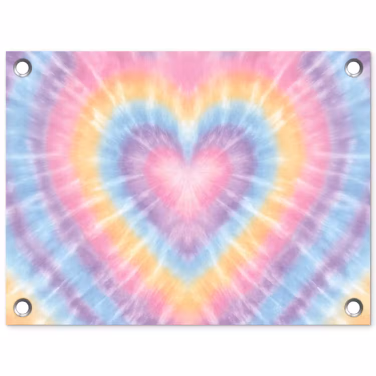 Hartvorm - Pastelkleuren - Tie Dye tuinposter los doek klein -3d