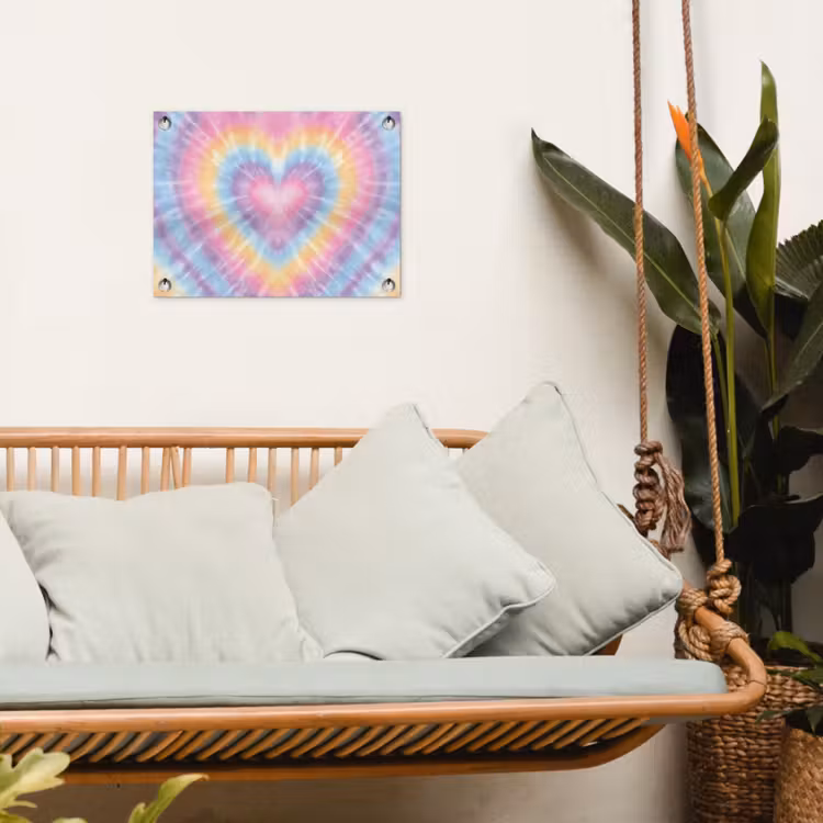 Hartvorm - Pastelkleuren - Tie Dye tuinposter los doek klein -sfeer7