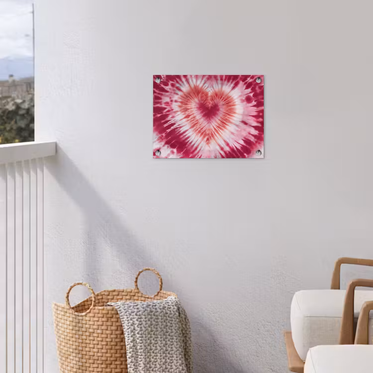 Hartvorm - Roze - Tie dye tuinposter los doek klein -sfeer8