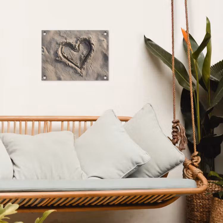 Hartvorm - Getekend - Beige - Zand tuinposter los doek klein -sfeer7