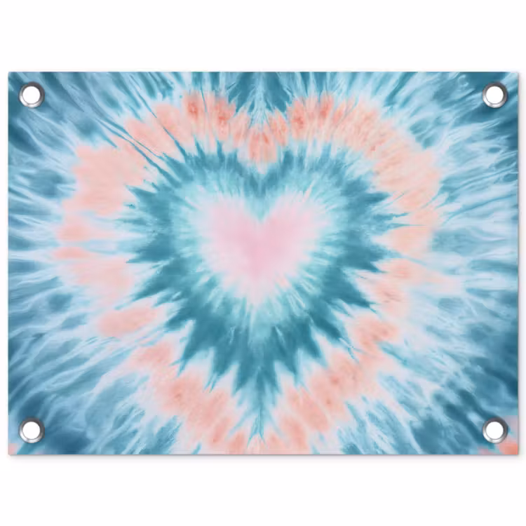 Hartvormig - Tie dye - Pasteltinten - Lichtgroen tuinposter los doek klein -3d
